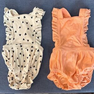 Cat & Jack Heart Print and Orange Ruffle Bodysuits